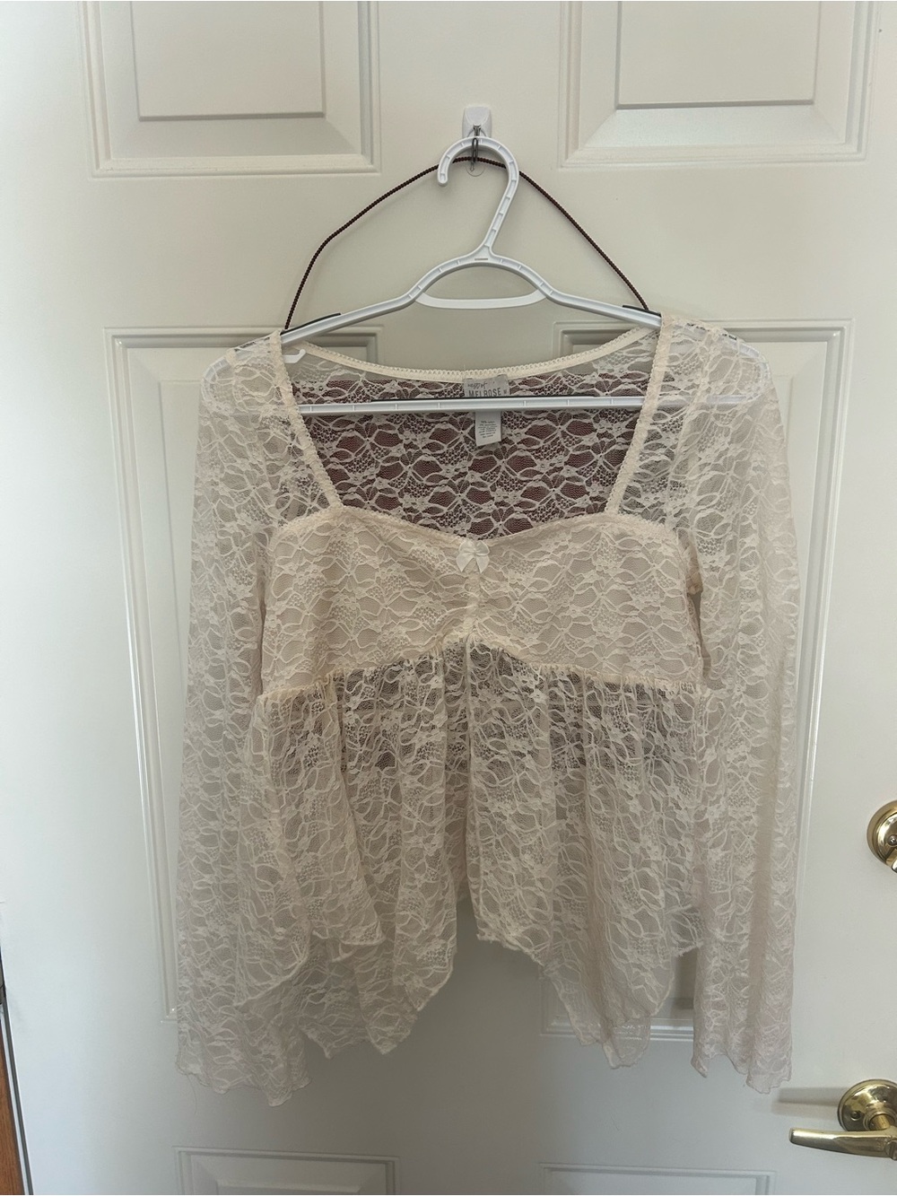 Sheer Lace Peplum Top in Ivory